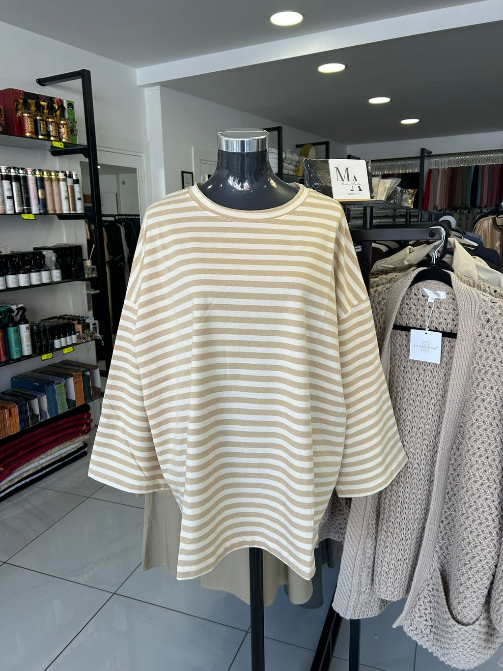 Tee-shirt à rayure - Beige Clair