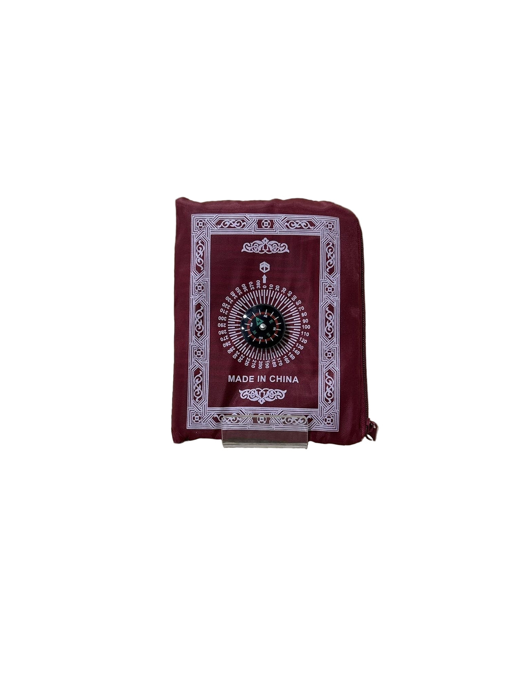 Tapis de prière de poche avec boussole - Rouge bordeaux