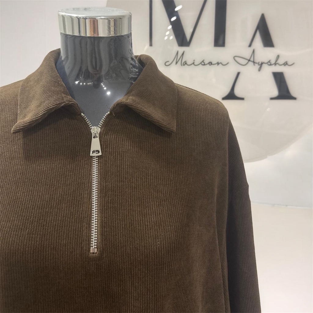 Robe en velours à fermeture zip